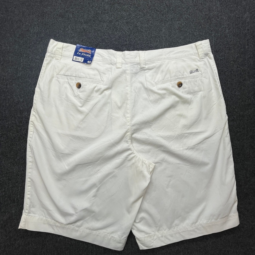 Le Tigre Mens Chino Shorts White Size 40 NWT Vintage Style Preppy Cotton Twill - Picture 4 of 11